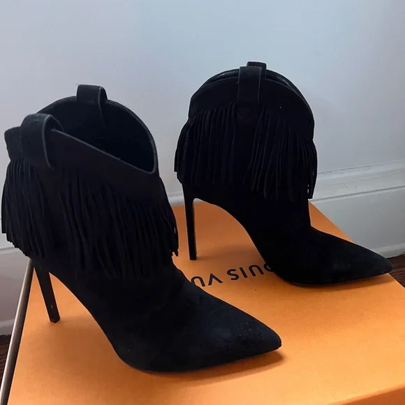 Saint Laurent Suede Fringe Boots - Picture 12 of 12